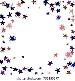 Frame of Stars. Light Starry Background. Doodle Pattern for Card, Banner, Poster. Childish Cute Border with Primitive Doodles