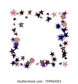 Frame of Stars. Light Starry Background. Doodle Pattern for Card, Banner, Poster. Childish Cute Border with Primitive Doodles