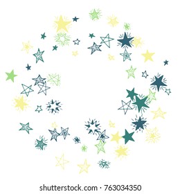 Frame of Stars. Light Starry Background. Doodle Pattern for Card, Banner, Poster. Childish Cute Border with Primitive Doodles