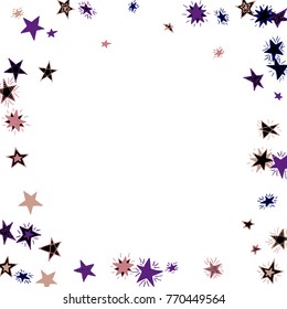 Frame of Stars. Light Starry Background. Doodle Pattern for Card, Banner, Poster. Childish Cute Border with Primitive Doodles