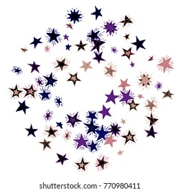 Frame of Stars. Light Starry Background. Doodle Pattern for Card, Banner, Poster. Childish Cute Border with Primitive Doodles