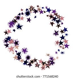 Frame of Stars. Light Starry Background. Doodle Pattern for Card, Banner, Poster. Childish Cute Border with Primitive Doodles