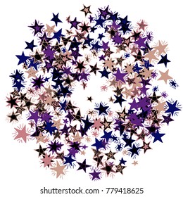 Frame of Stars. Light Starry Background. Doodle Pattern for Card, Banner, Poster. Childish Cute Border with Primitive Doodles