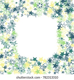 Frame of Stars. Light Starry Background. Doodle Pattern for Card, Banner, Poster. Childish Cute Border with Primitive Doodles