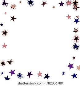 Frame of Stars. Light Starry Background. Doodle Pattern for Card, Banner, Poster. Childish Cute Border with Primitive Doodles