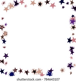 Frame of Stars. Light Starry Background. Doodle Pattern for Card, Banner, Poster. Childish Cute Border with Primitive Doodles