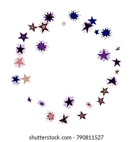 Frame of Stars. Light Starry Background. Doodle Pattern for Card, Banner, Poster. Childish Cute Border with Primitive Doodles