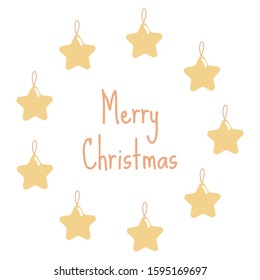 Frame of stars. Vector frame. Christmas decor. Greeting card Merry Christmas. Holiday Decorations. Winter Season