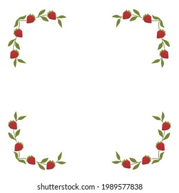 frame with strawberries, graphic design element