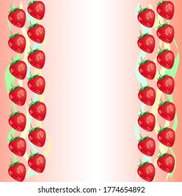frame of strawberries on a pink background