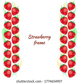 frame of strawberries on a white background
