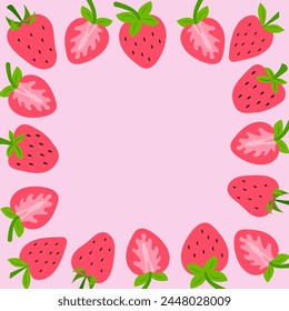 Rahmen mit Erdbeeren in Vektorgrafik-Grafiken. Nette Bunte stilvolle Illustration für Hintergründe, Textilien