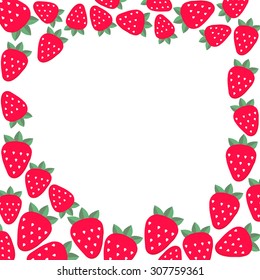 Frame with strawberries. Vector template for design