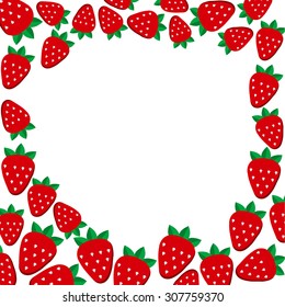 Frame with strawberries. Vector template for design