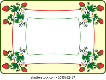 Frame with strawberry.
