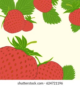 frame with strawberry doodle hand drawing