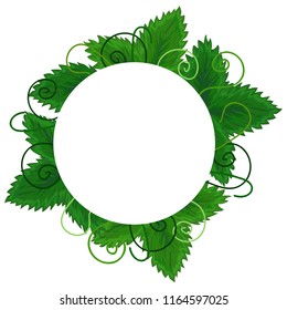 Frame. Frame of strawberry leaves. Label for inscriptions. Leaves of strawberry.