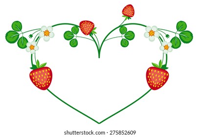 Frame with strawberry in shape of heart