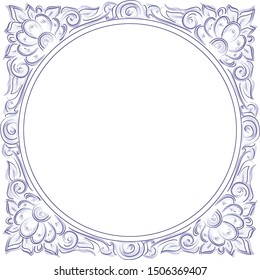 Frame in the style of dutch delft blue tiles