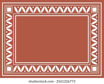 Frame in the style of Traditional Indian ornament. Sora art of Idittals or Warli painting.