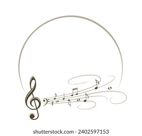 Marco con notas musicales estilizadas.
