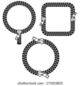 Frame stylized as a zipper, round and square version