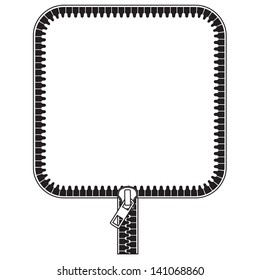 Frame stylized as a zipper, square version with round corner