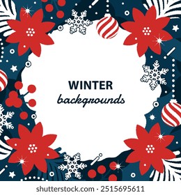 Frame suitable for Christmas. Winter background material consisting of ornaments and plants.