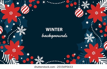 Frame suitable for Christmas. Winter background material consisting of ornaments and plants.