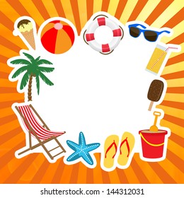 Frame with summer elements, vector illustration
