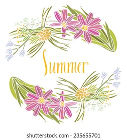 Frame of summer flowers
