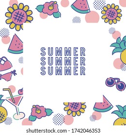 frame summer illustration vector icon
