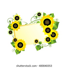 Frame with sunflowers