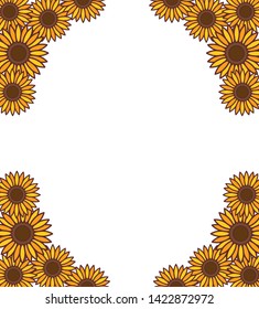 frame of sunflowers isolated icon