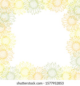 Frame of sunflowers in pastel colors vector design
