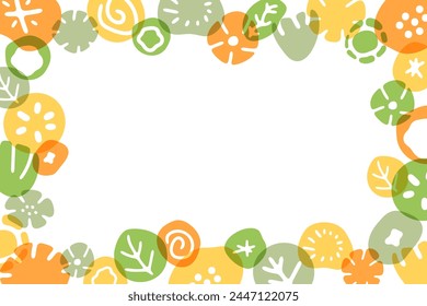 Frame surrounded by abstract flowers in vitamin colors