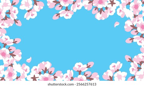 Frame surrounded by cherry blossoms on all four sides (daytime)