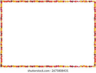 A frame surrounded by simple small autumn leaves