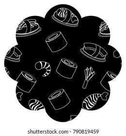 frame with sushi pattern background