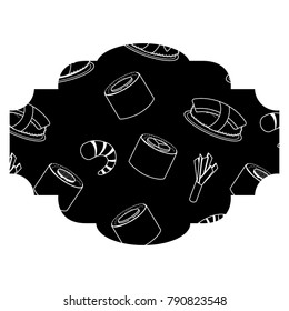 frame with sushi pattern background