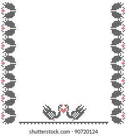 Frame with swans,the scheme for embroidery.