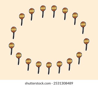 frame. a frame of sweets. caramel on a stick. Halloween candy. a frame for a postcard for the Halloween holiday. pattern. an empty frame. vector. on a colored background.