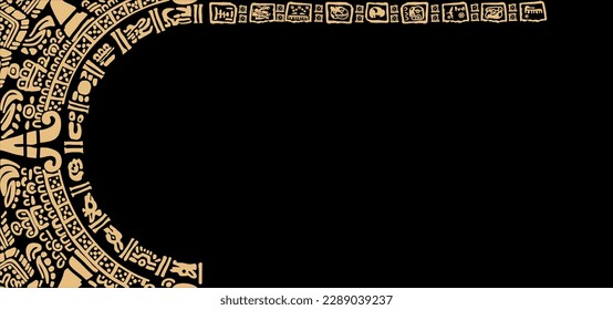 Frame of symbols, letters, and images  of the ancient Mayan civilizations