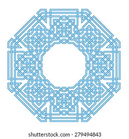 Frame with tangled modern pattern design elements, based on traditional oriental arabic patterns. Vector illustration. Plain colors - easy to recolor.