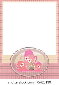 Frame with tea set