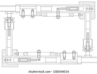 Frame of a technical drawing .Mechanical Engineering drawing .Technical banner for lettering and design.vector illustration .