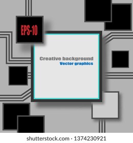 Frame. Technological frame. Techno style. Square frame. Technology. Creative background. Abstraction. Squares. Vector graphics