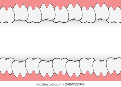 Frame of teeth banner. Tooth border medicine concept. Teeth oral dental Inspection Banner