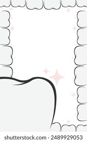 Frame of teeth banner. Tooth border medicine concept. Teeth oral dental Inspection Banner