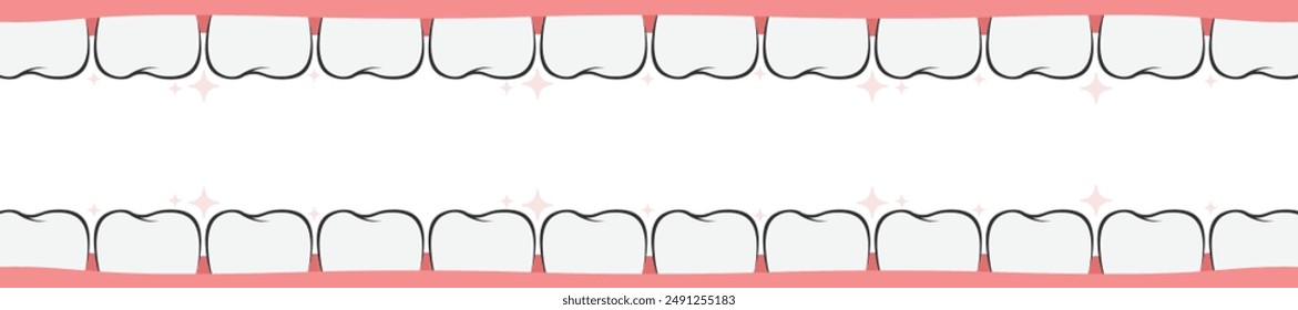 Frame of teeth banner. Tooth border medicine concept. Teeth oral dental Inspection Banner